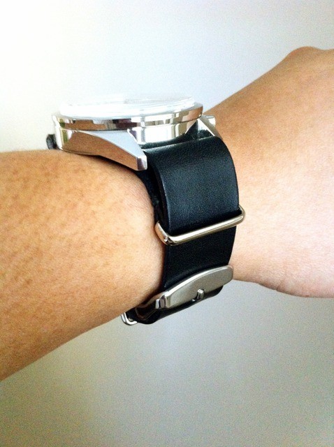 Gabe's Super Fine BR126 Officers watch on Black leather Nato, Eel Skin lining