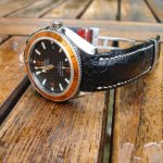 Bespoke Ostrich Leg skin strap for Omega Planet Ocean 42 Orange