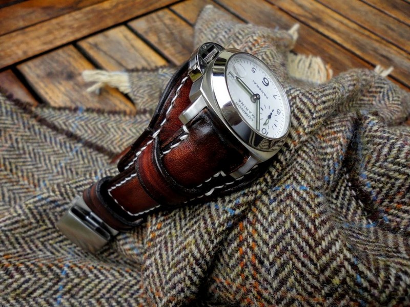 Antique Mahogany Leather Bund strap on PAM051