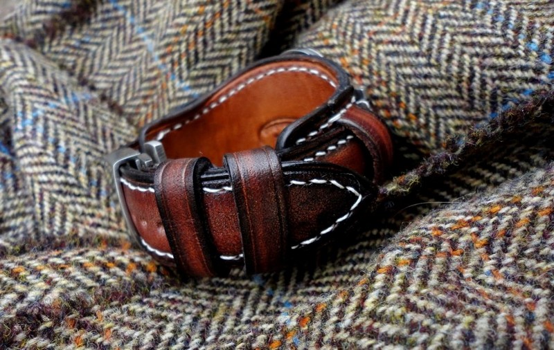 Antique Mahogany Leather Bund strap on PAM051
