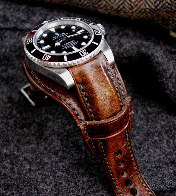 Antique French Oak bund strap for Rolex Sub