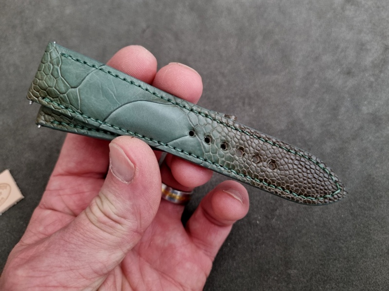 Straps Made From Martinique Bleu Ostrich Leg