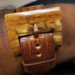 Custom Watch strap for Oulm 3233 - Vintage Dakar Teju Lizard
