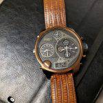 Custom Watch strap for Oulm 3233 - Vintage Dakar Teju Lizard