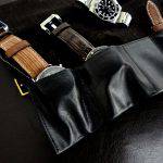 Incas Black Kangaroo leather Watch & Strap Travel Roll