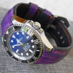 Custom dyed 'Plumb' Teju Lizard strap for Rolex Deepsea