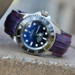Custom dyed 'Plumb' Teju Lizard strap for Rolex Deepsea