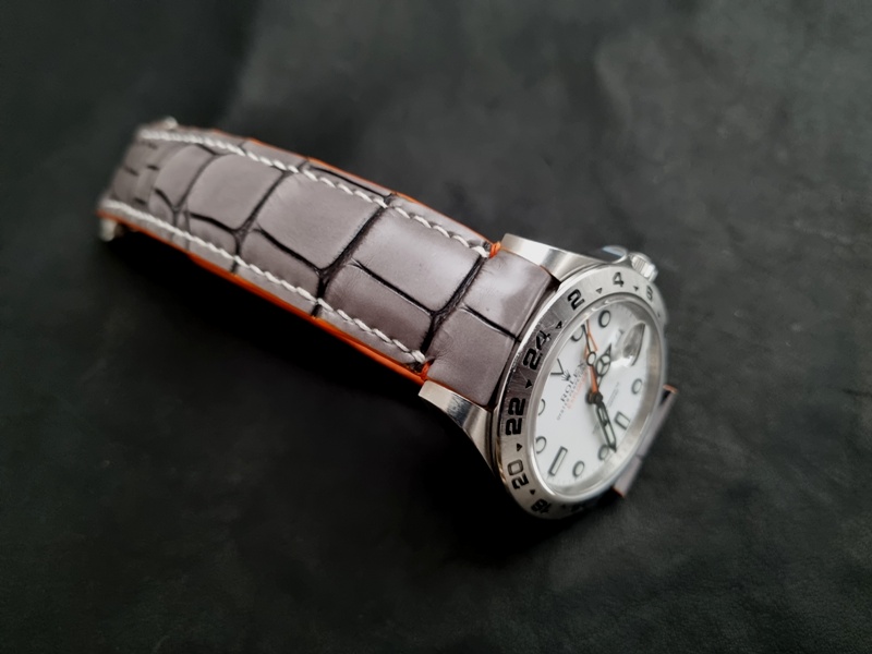 Grey Alligator Strap for Rolex Explorer II