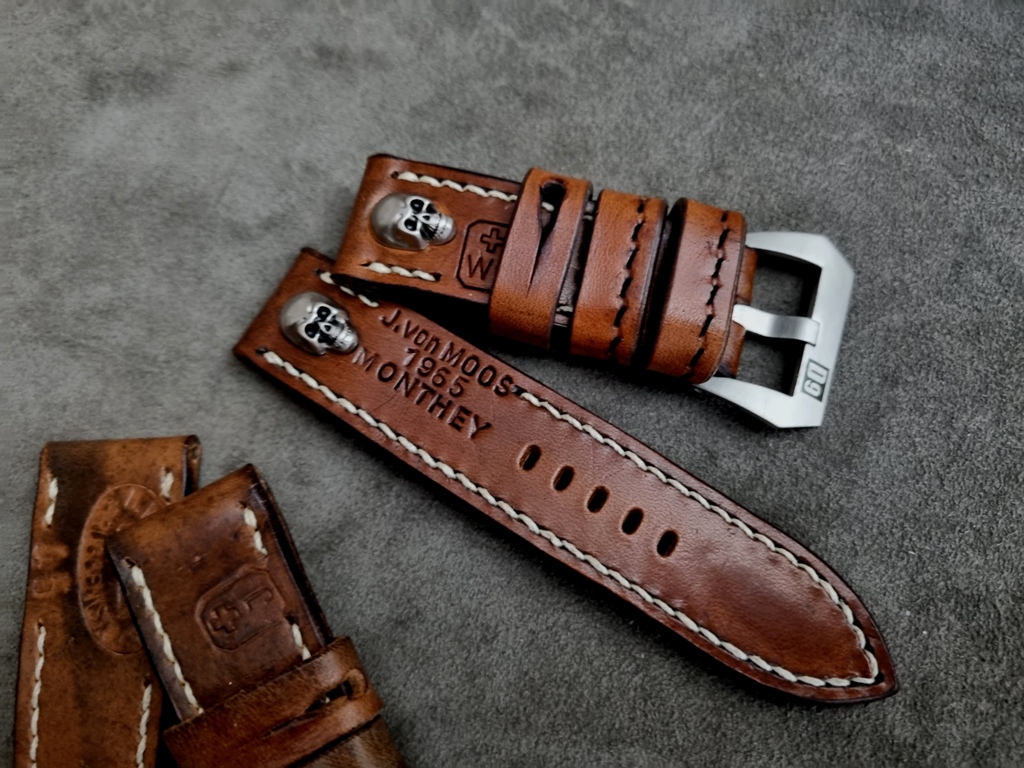 1965 Swiss Ammo strap with Skull Rivets for Panerai PAM365
