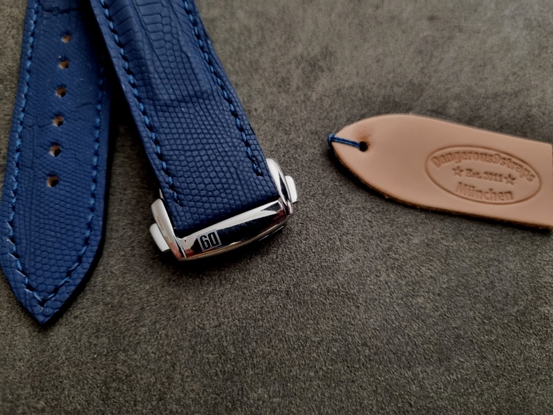 For Sale: Baltic Blue Teju Lizard for Grand Seiko Snowflake