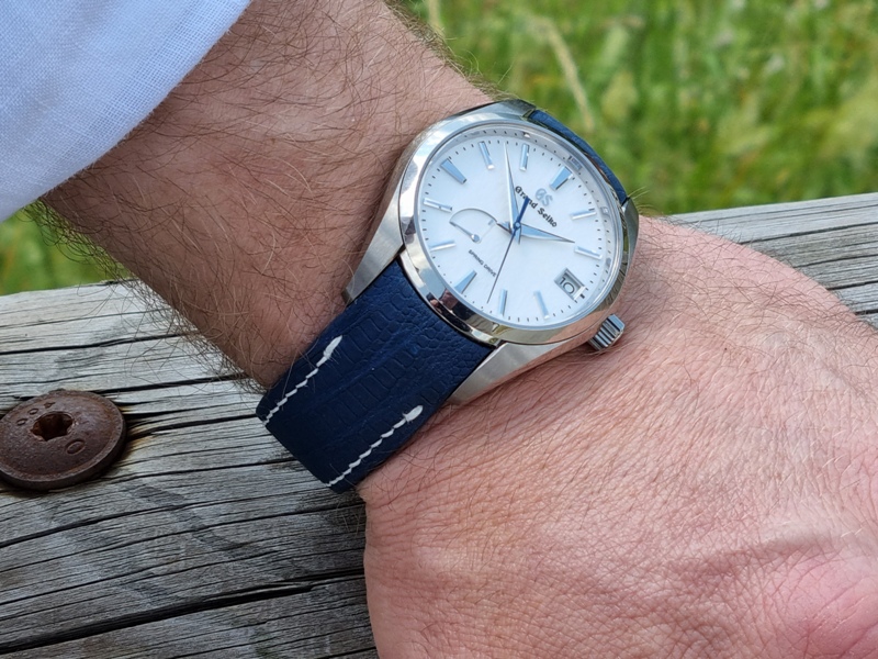 Baltic Blue Lizard Strap for Grand Seiko Snowflake