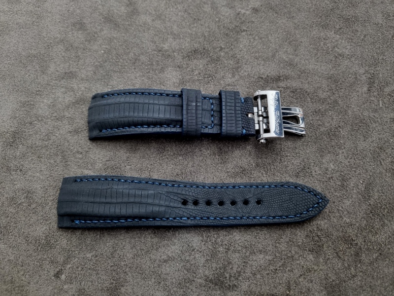 SuperMatte Carbone Black Teju Lizard strap for Blancpain Fifty Fathoms