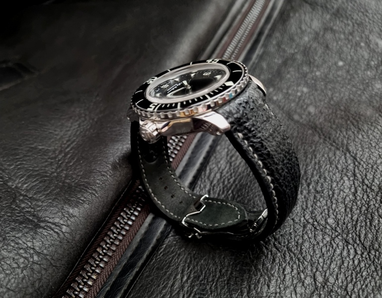 Black Sharkskin strap for Blancpain Fifty Fathoms