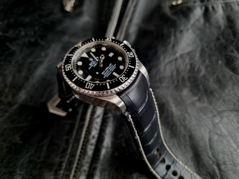 Racing Black Alligator for Rolex Deepsea with Fully Integrated Fit