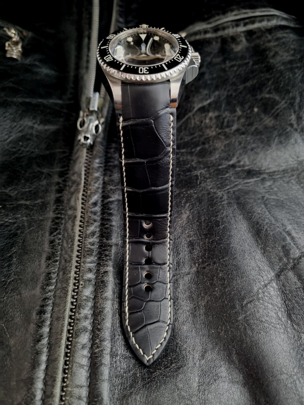 Racing Black Alligator for Rolex Deepsea with Fully Integrated Fit