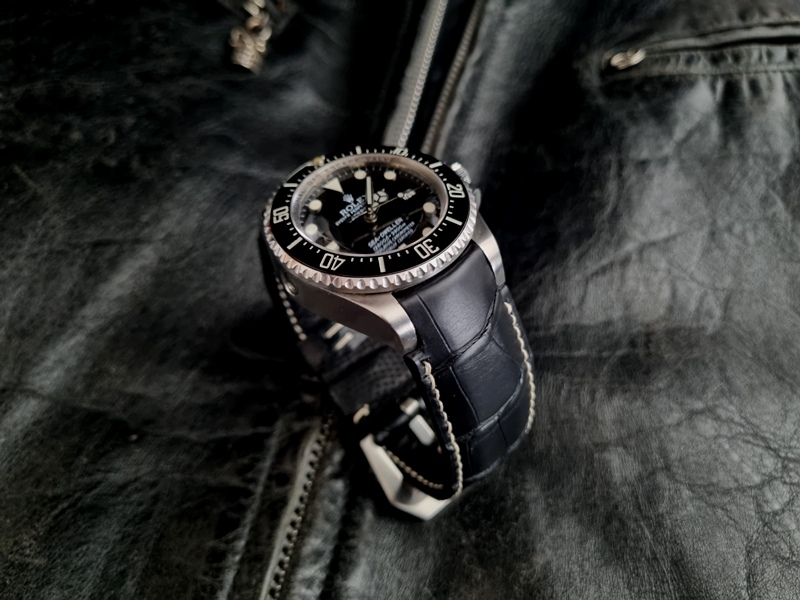 Racing Black Alligator for Rolex Deepsea with Fully Integrated Fit