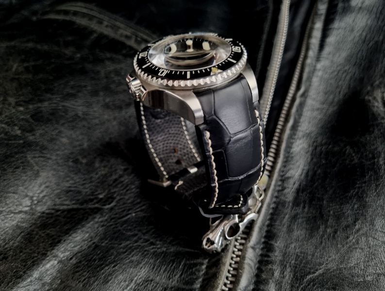 Racing Black Alligator for Rolex Deepsea with Fully Integrated Fit