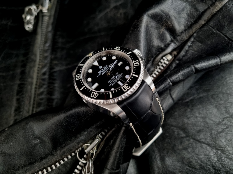 Racing Black Alligator for Rolex Deepsea with Fully Integrated Fit