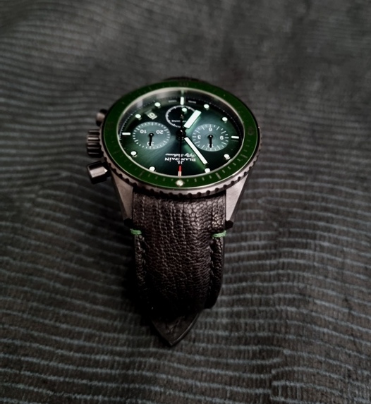 Jurassic Black Goat Strap for Blancpain Bathyscaphe Chronograph