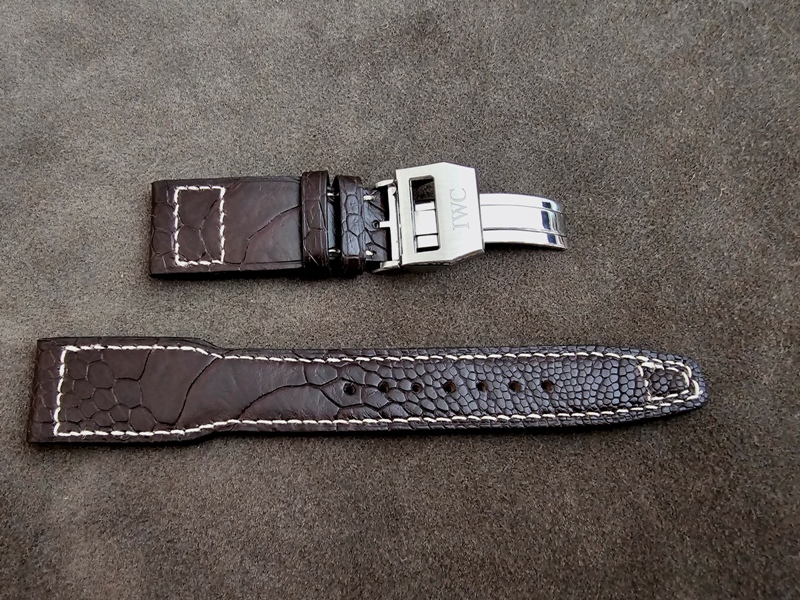 Without rivets Tobacco Ostrich Leg for IWC Big Pilot