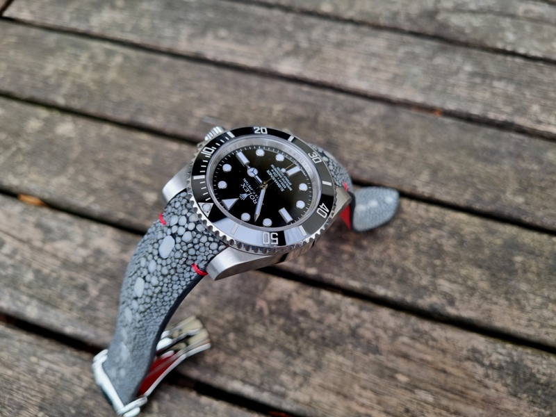 Grey Row Stone Polished Stingray on Rolex Submariner