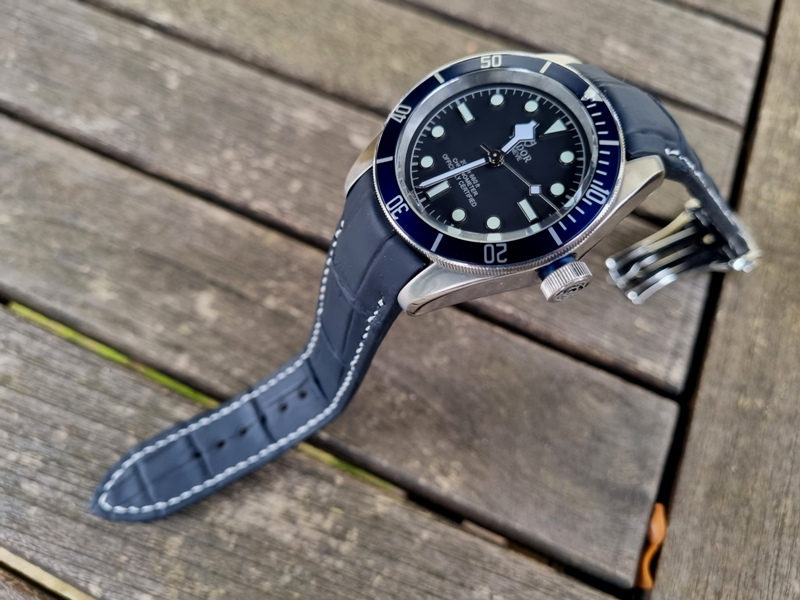 For Sale: Navy SuperMatte Alligator Strap for Tudor Black Bay