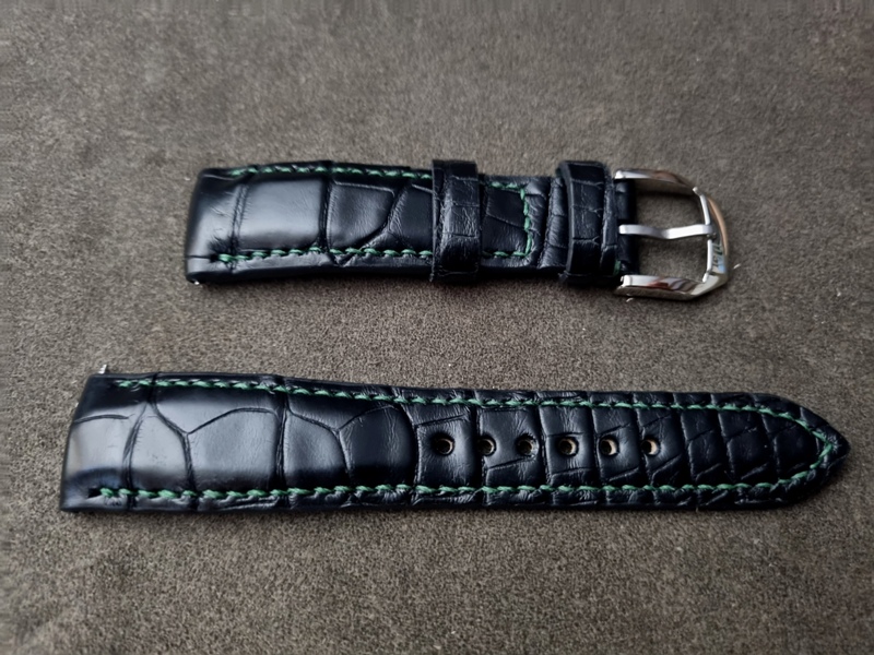 For Sale: 'Racing Black' Alligator Strap for Rolex Datejust 41 Wimbledon