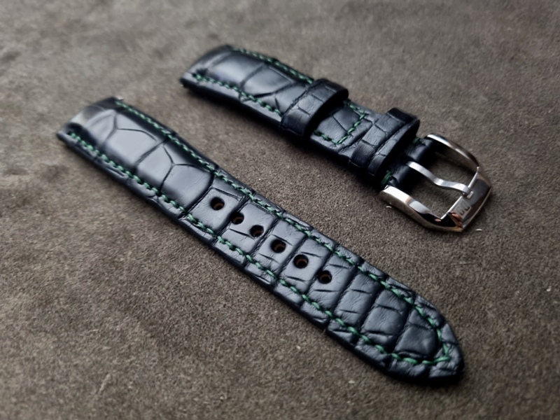 For Sale: 'Racing Black' Alligator Strap for Rolex Datejust 41 Wimbledon