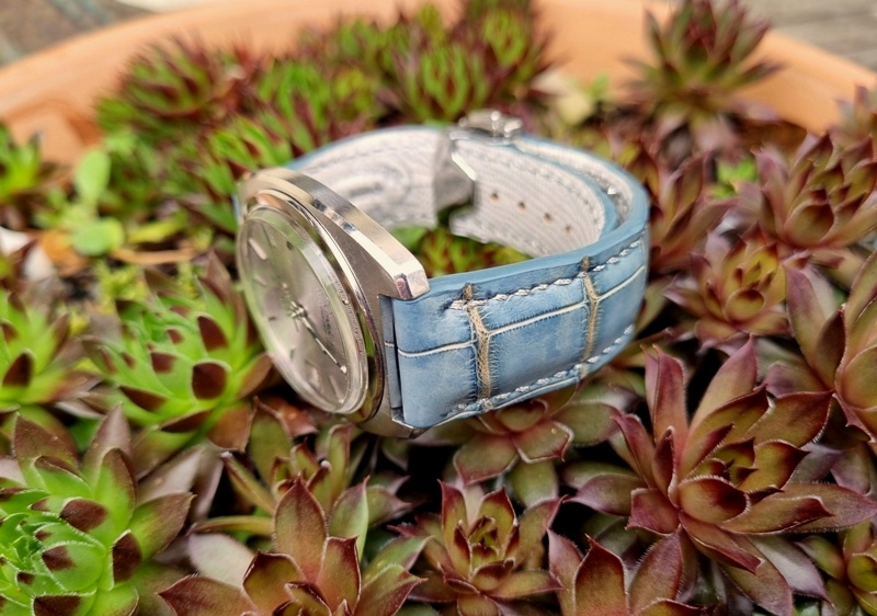 Omega Constellation f300Hz with Martinique Bleu Alligator