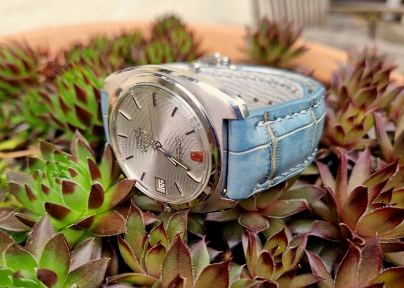 Omega Constellation f300Hz with Martinique Bleu Alligator