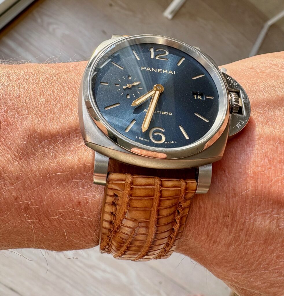 Panerai Luminor Due on Vintage Dakar Teju Lizard Strap