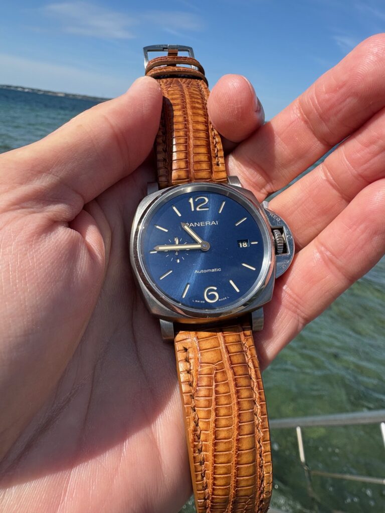 Panerai Luminor Due on Vintage Dakar Teju Lizard Strap