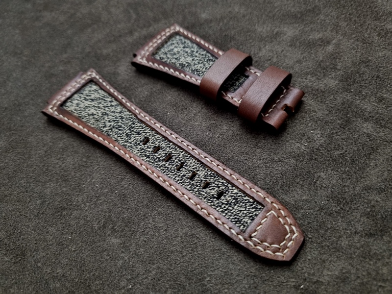 Vintage Canvas and leather strap for Audemars Piguet Royal Oak Offshore Chronograph T3 Terminator Titanium Grey Dial Limited Edition