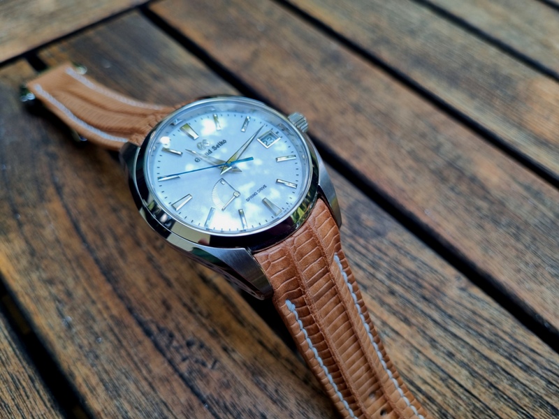 Racing Tan Teju for Grand Seiko (1) Sporty tan watch strap 4 Grand Seiko Snowflake