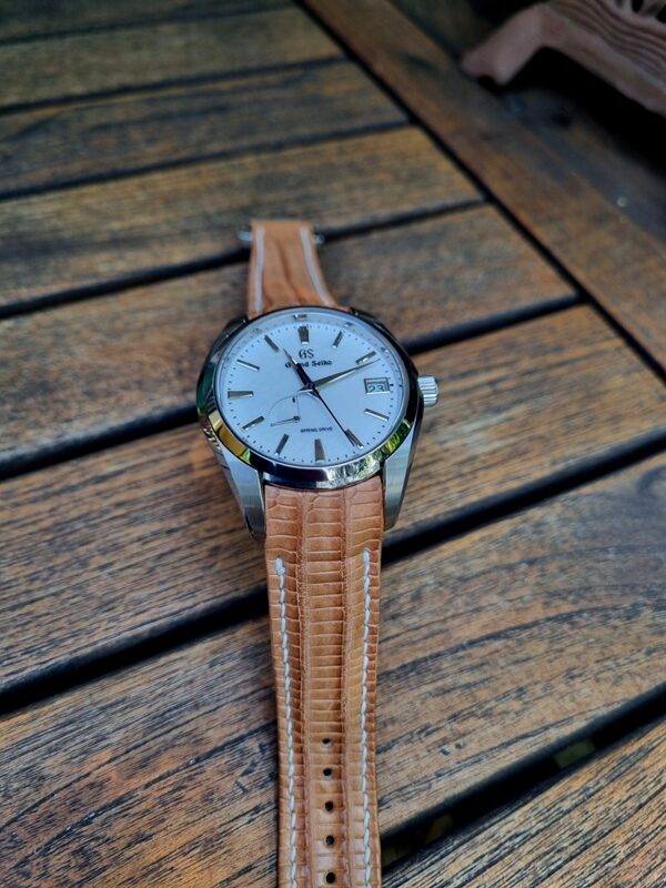 Racing Tan Teju for Grand Seiko (10) Sporty tan watch strap 4 Grand Seiko Snowflake