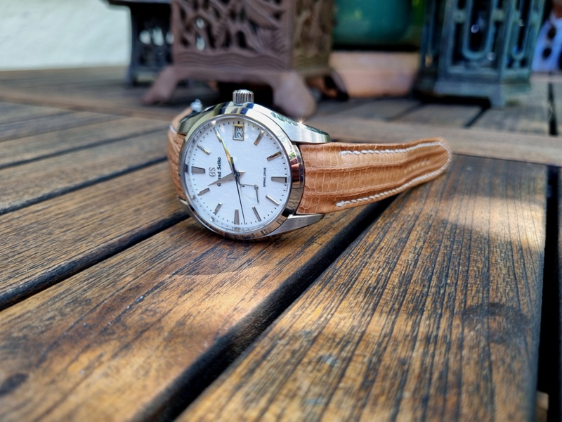 Racing Tan Teju for Grand Seiko (5) Sporty tan watch strap 4 Grand Seiko Snowflake