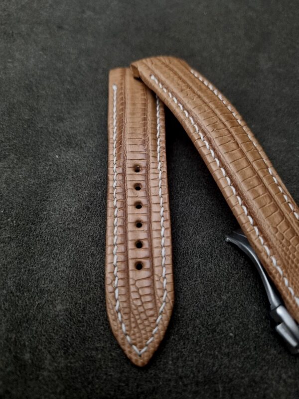 Racing Tan Teju strap for Grand Seiko (2) Racing Tan Teju Lizard Watch Strap with Integrated Fitment 4 Snowflake